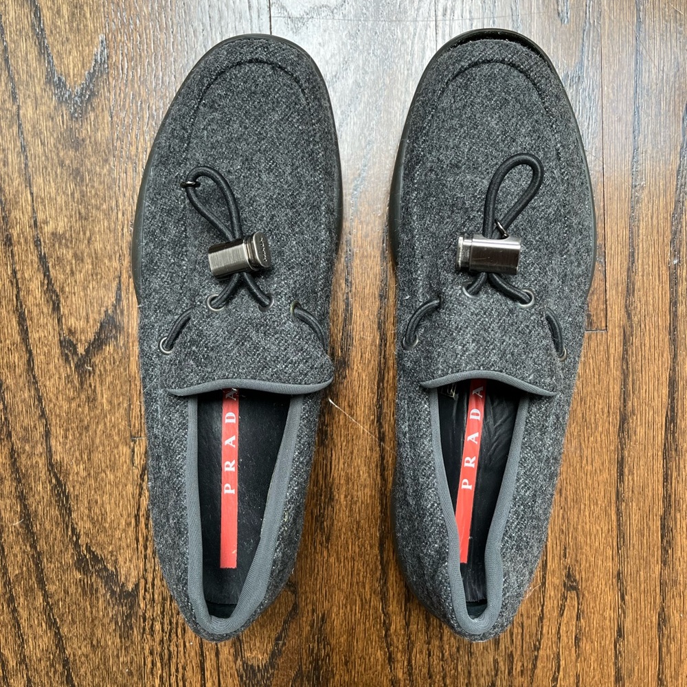 Prada Gray Slip On Loafers Size 38.5
